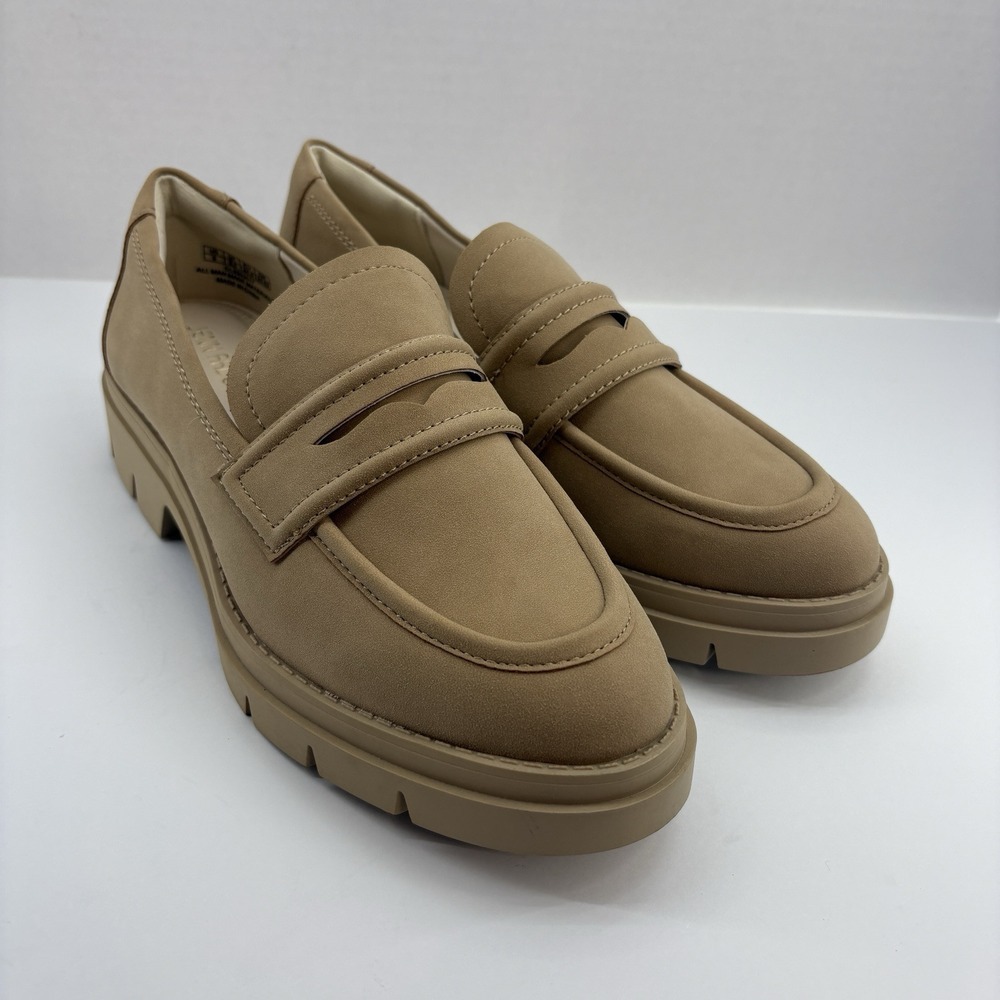 Jenn Ardor Tan Women's Chunky Loafers Comfy Slip on Lug Sole Size 9